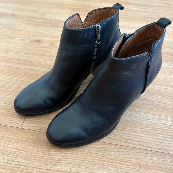 Frye Meghan Leather Heeled Ankle Booties Black Women’s Size 7 B - Picture 2 of 12